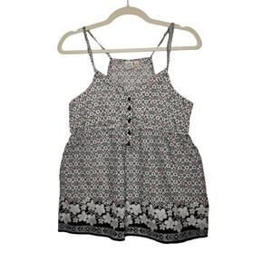 Vintage y2k SO Peplum Babydoll Cami Tank TOp Boho Emo Floral Medium Shirt